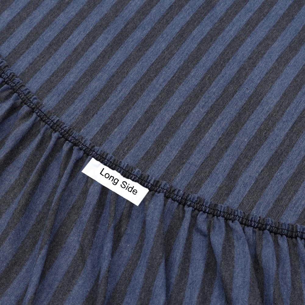 Jersey Cotton Feel Polyester Fitted Bed Sheet Set With 2 Pillow Covers Fits Up to 6"Mattress