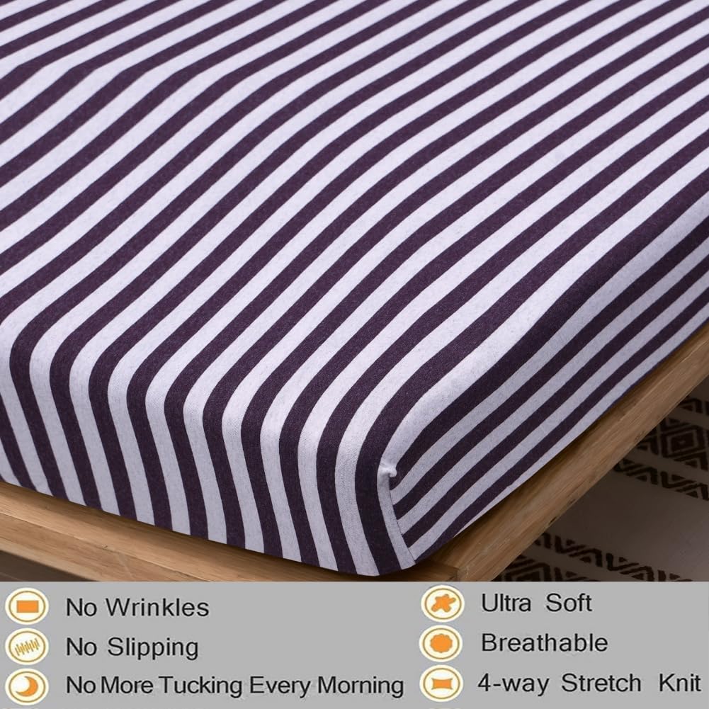 Jersey Cotton Rich Fitted Bed Sheet With Pillow Covers Up to 6" to 8" Fits Mattress