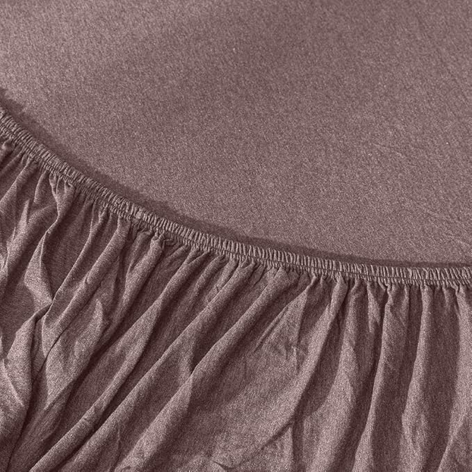 Jersey Cotton Feel Polyester Fitted Bed Sheet With Pillow Covers Fits Up to 6"Mattress