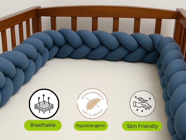 India First 100% Cotton Jersey Braided Crib Bumper