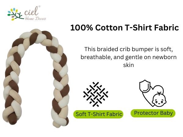 India First 100% Cotton Jersey Braided Crib Bumper