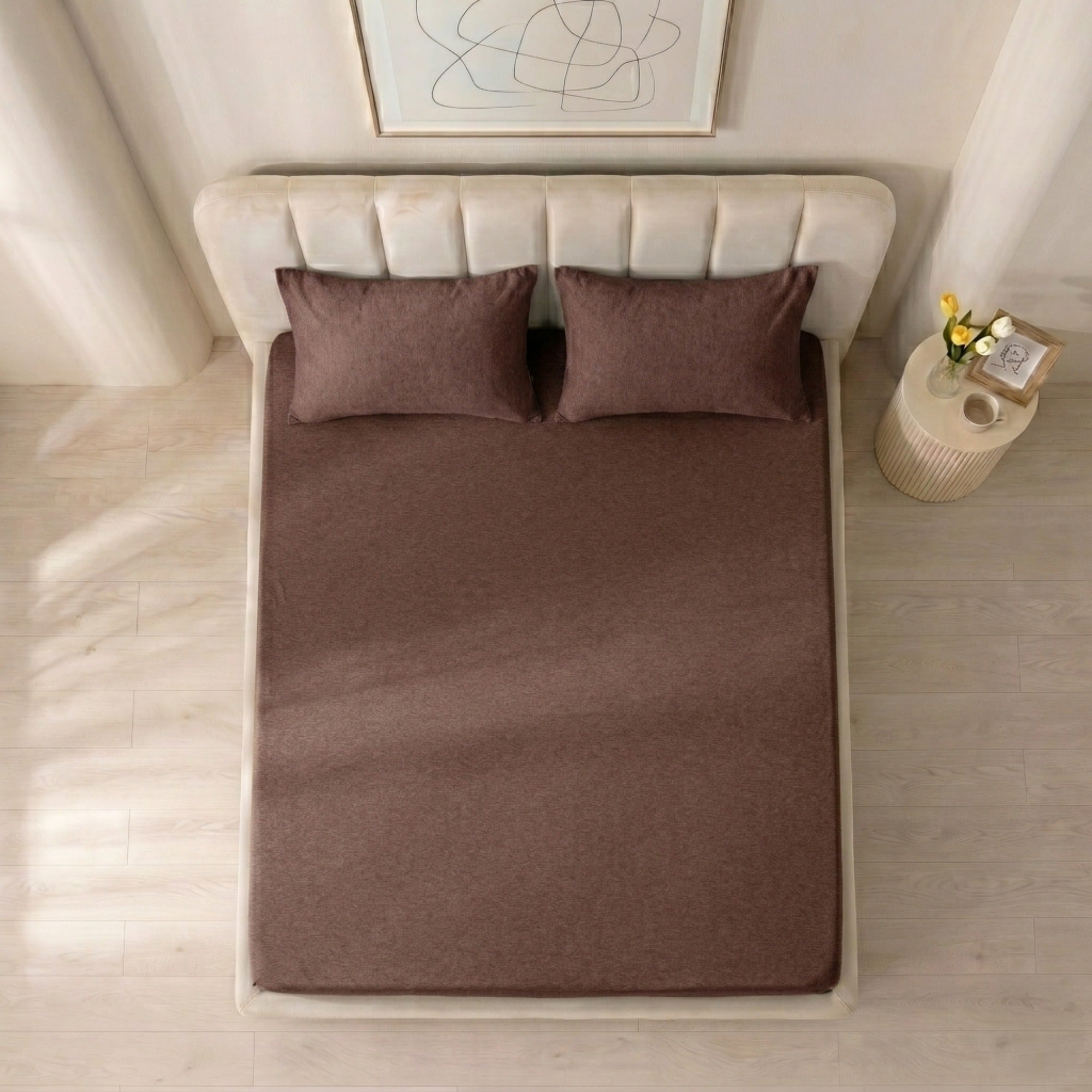 Jersey Cotton Feel Polyester Fitted Bed Sheet