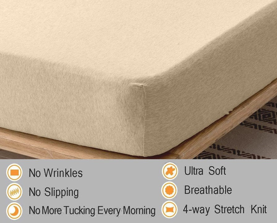 100% Cotton Jersey Knitted Fitted Bed Sheet - Fits Up to 6" to 8" Mattress