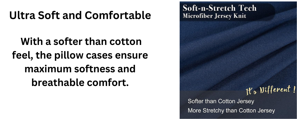 Jersey Knit Closure Pillowcases with Ultra Soft T-Shirt Like Polyester Blend