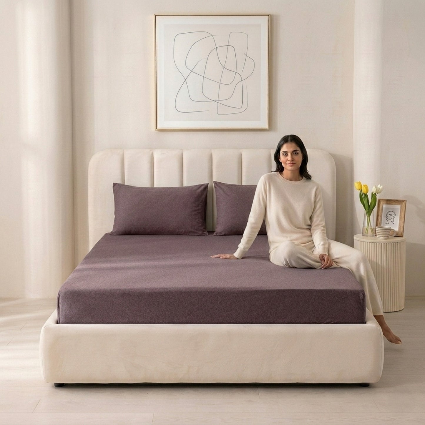 Jersey Cotton Feel Polyester Fitted Bed Sheet