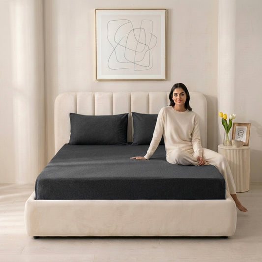 Jersey Cotton Feel Polyester Fitted Bed Sheet