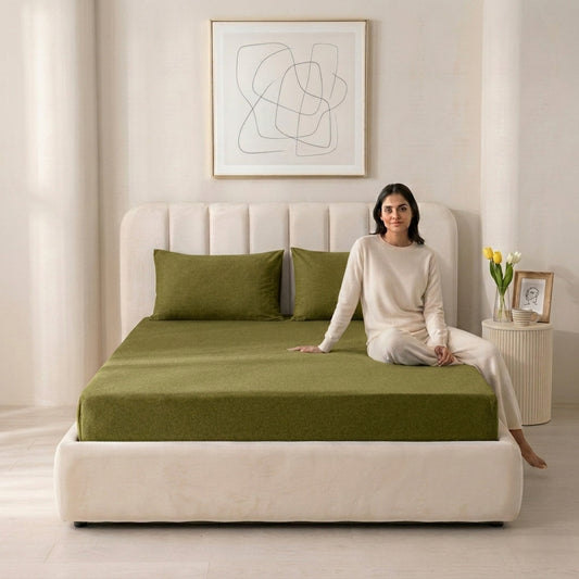 Jersey Cotton Feel Polyester Fitted Bed Sheet