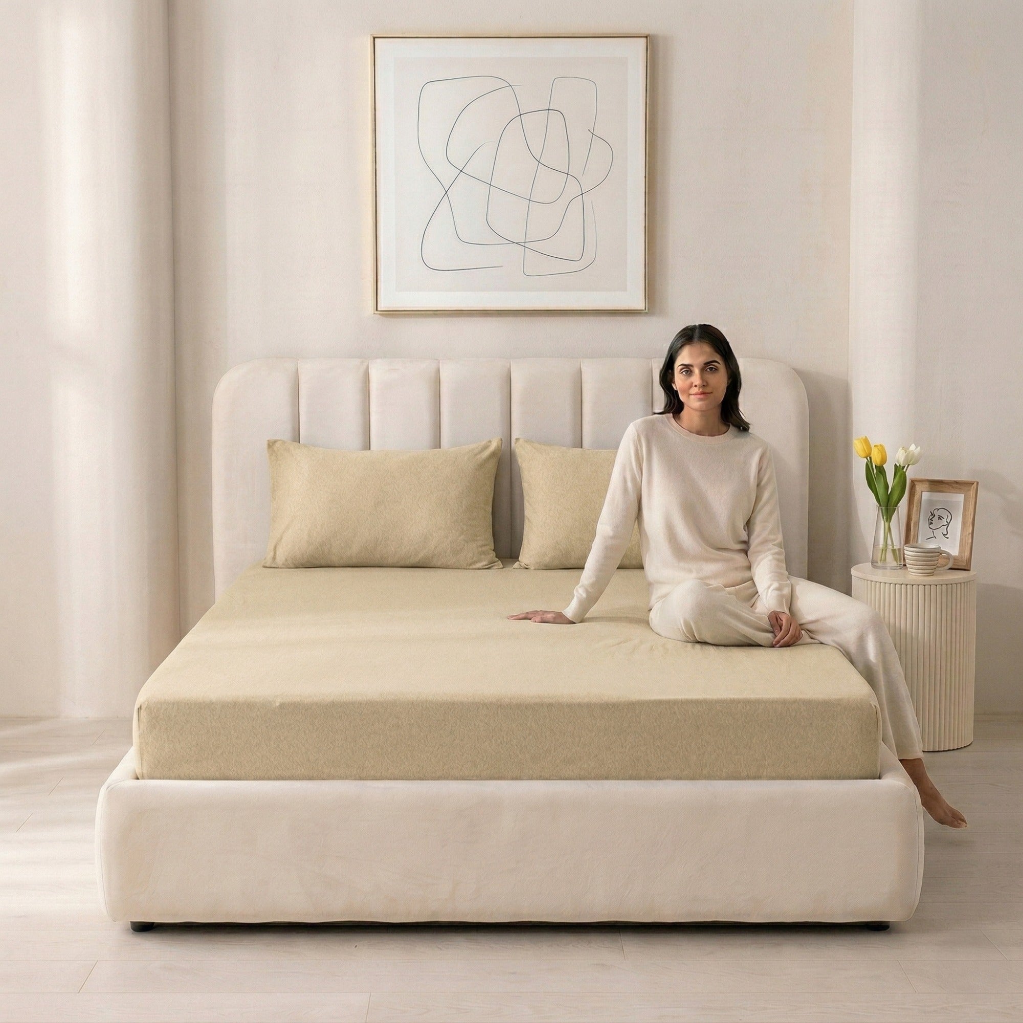 100% Cotton Jersey Knitted Fitted Sheet