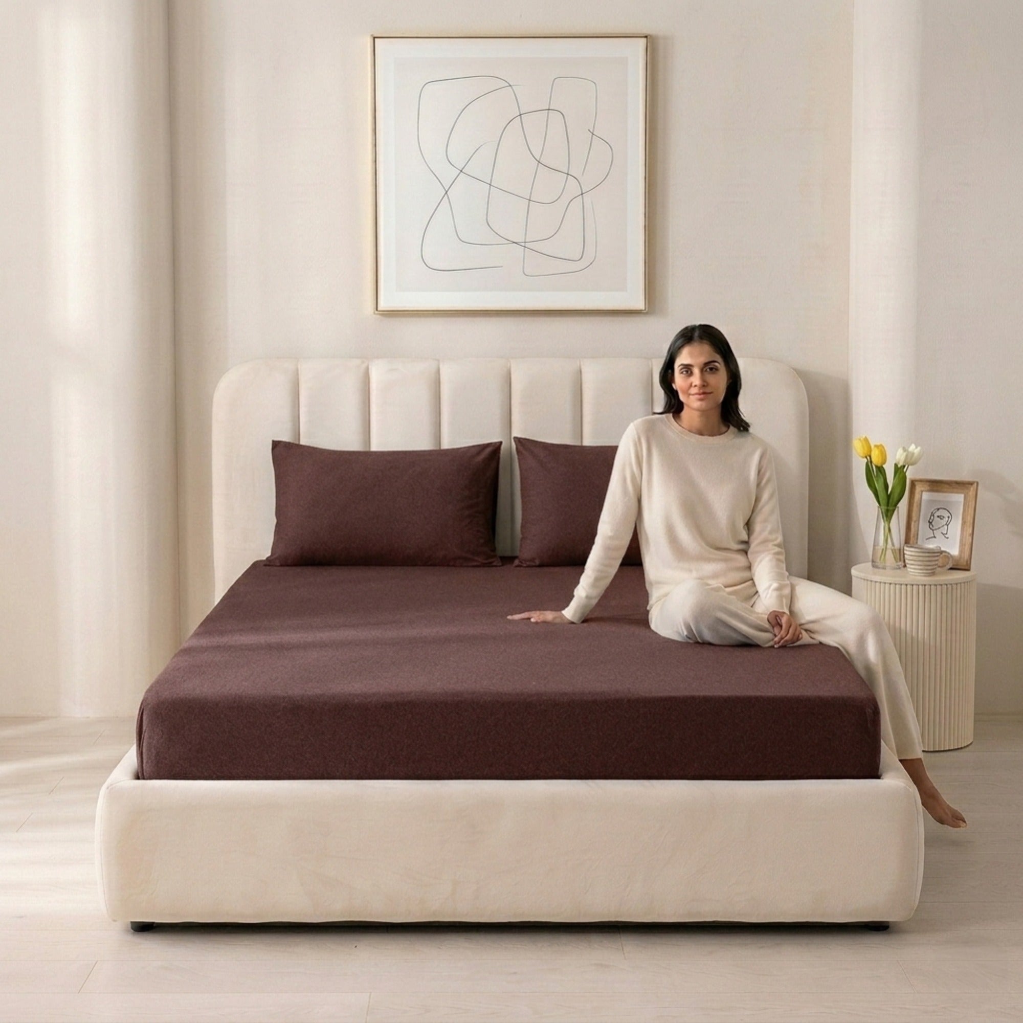 Jersey Cotton Feel Polyester Fitted Bed Sheet