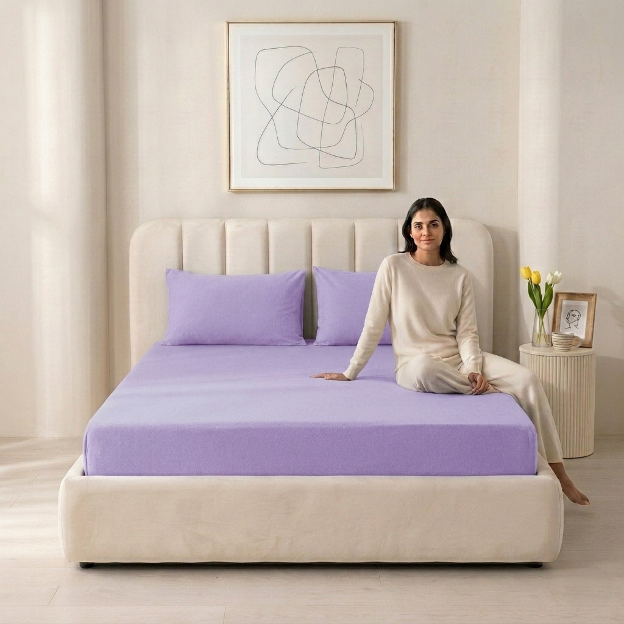 100% Cotton Jersey Knitted Fitted Sheet