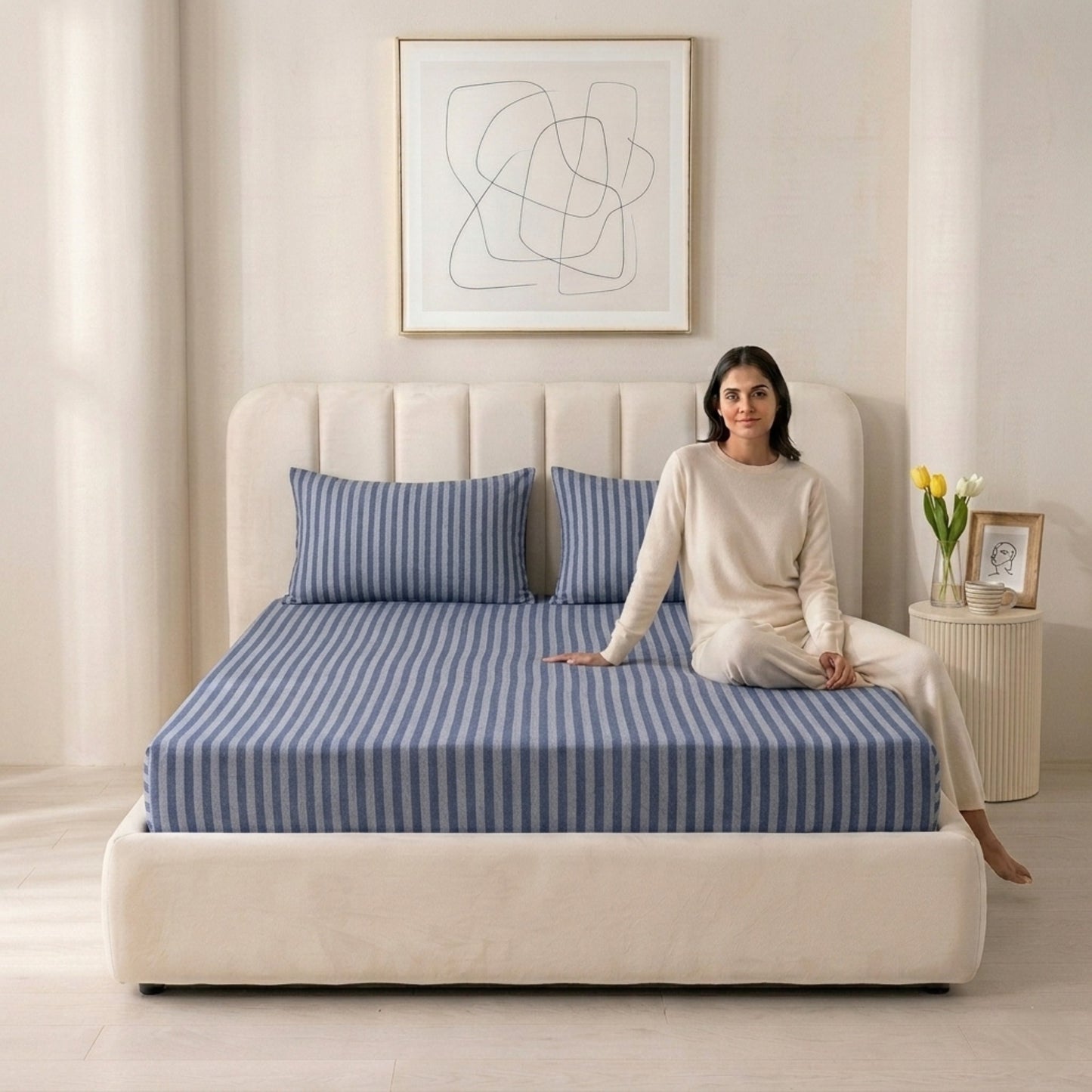 Jersey Cotton Feel Polyester Fitted Bed Sheet