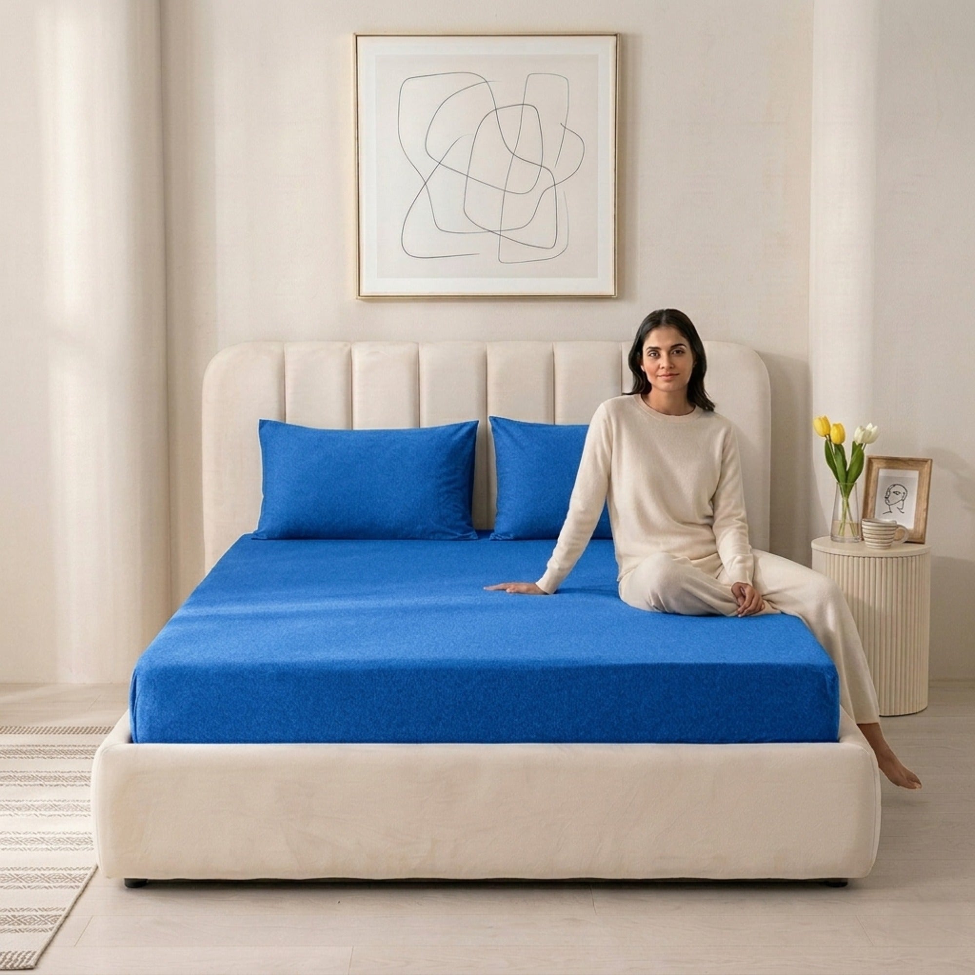 100% Cotton Jersey Knitted Fitted Sheet
