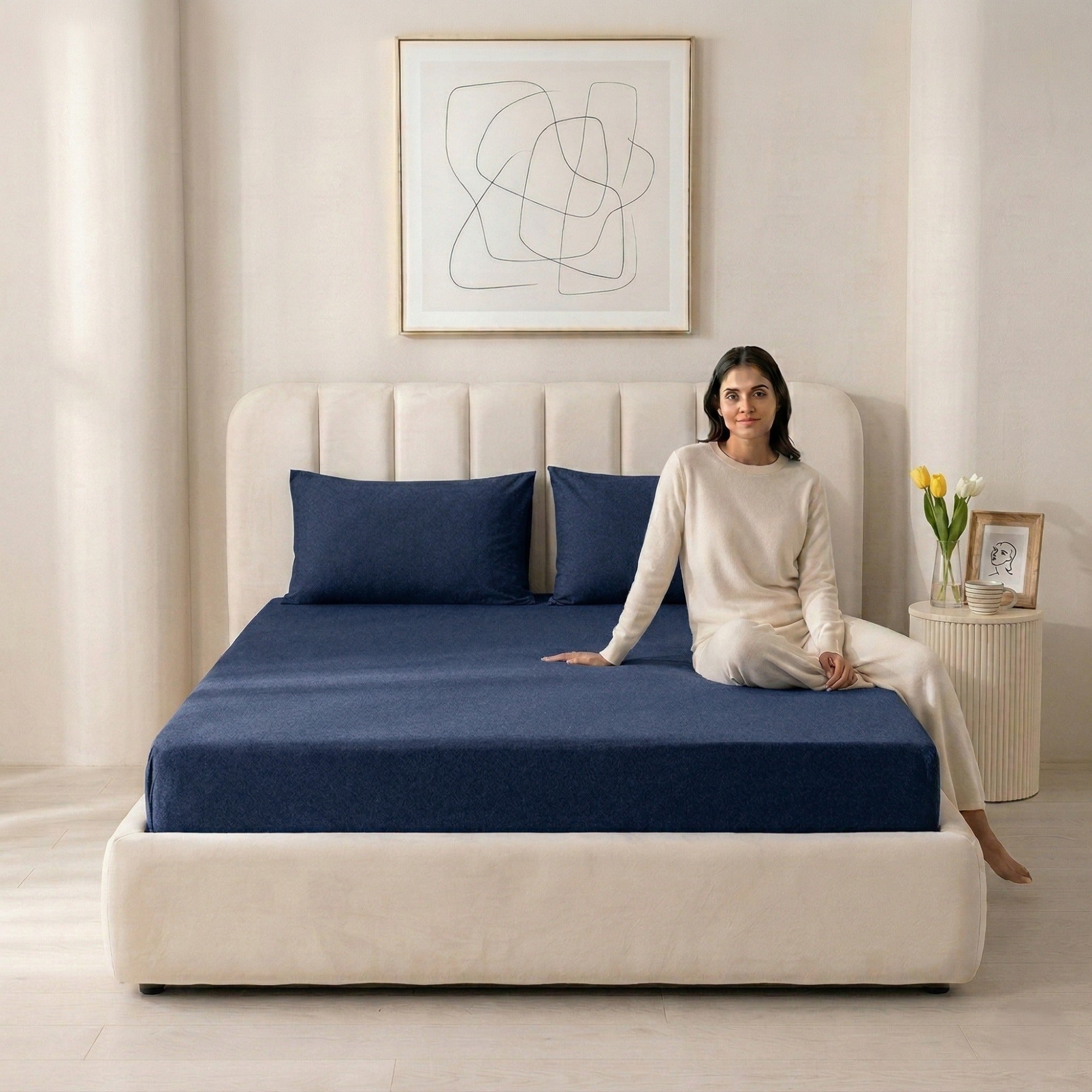 100% Cotton Jersey Knitted Fitted Sheet