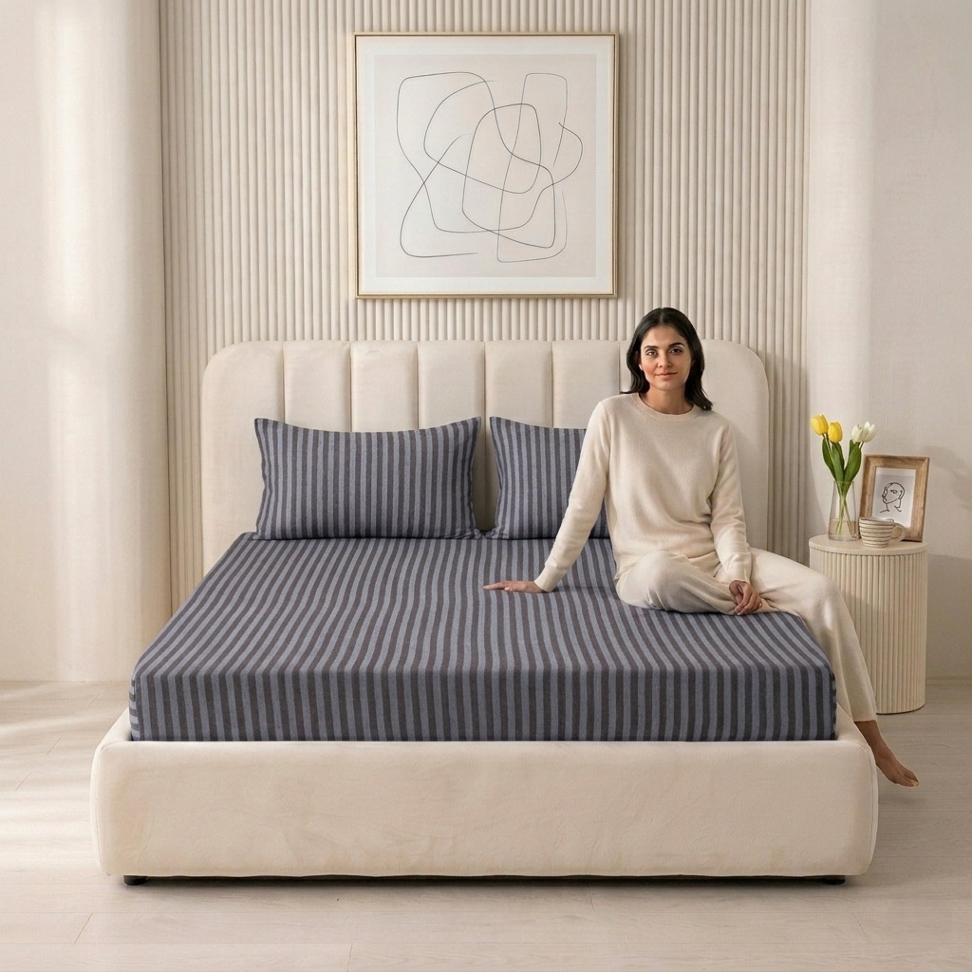 Jersey Cotton Feel Polyester Fitted Bed Sheet
