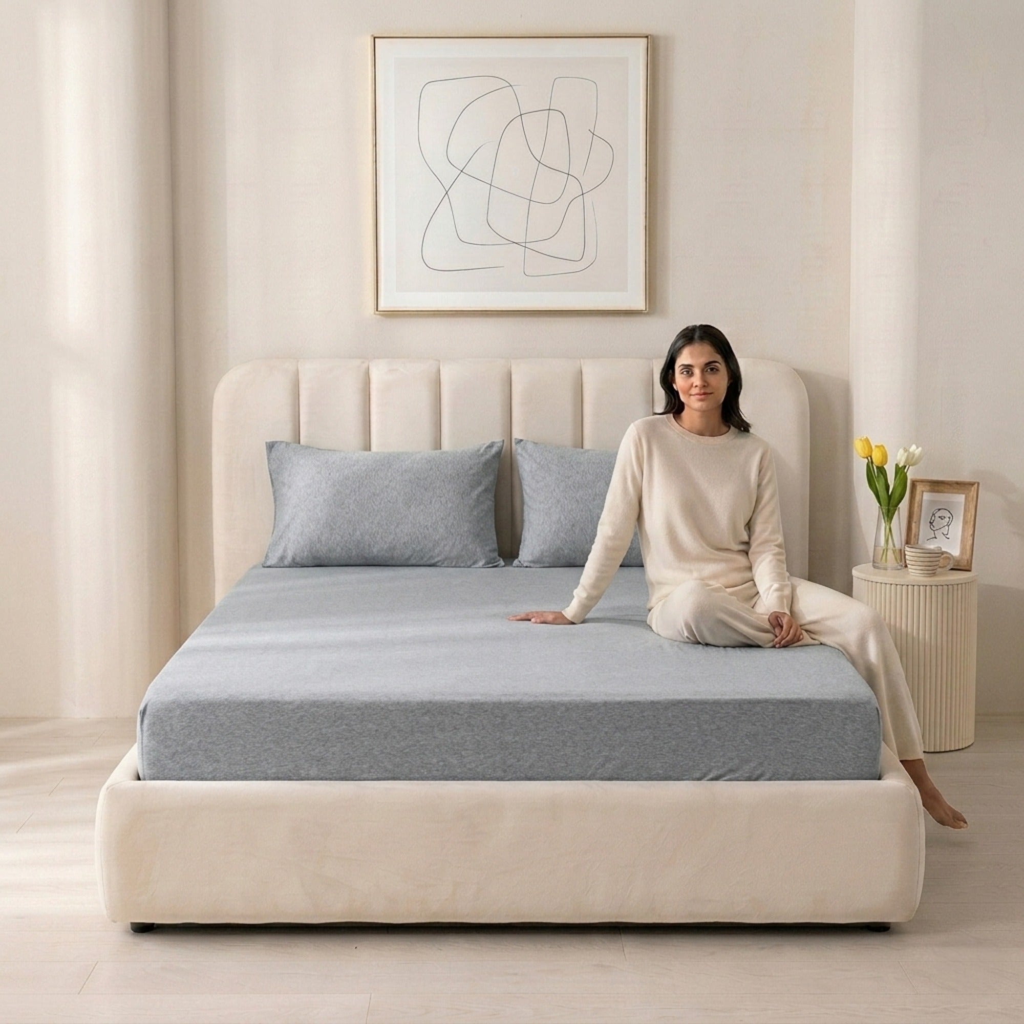 Jersey Cotton Feel Polyester Fitted Bed Sheet