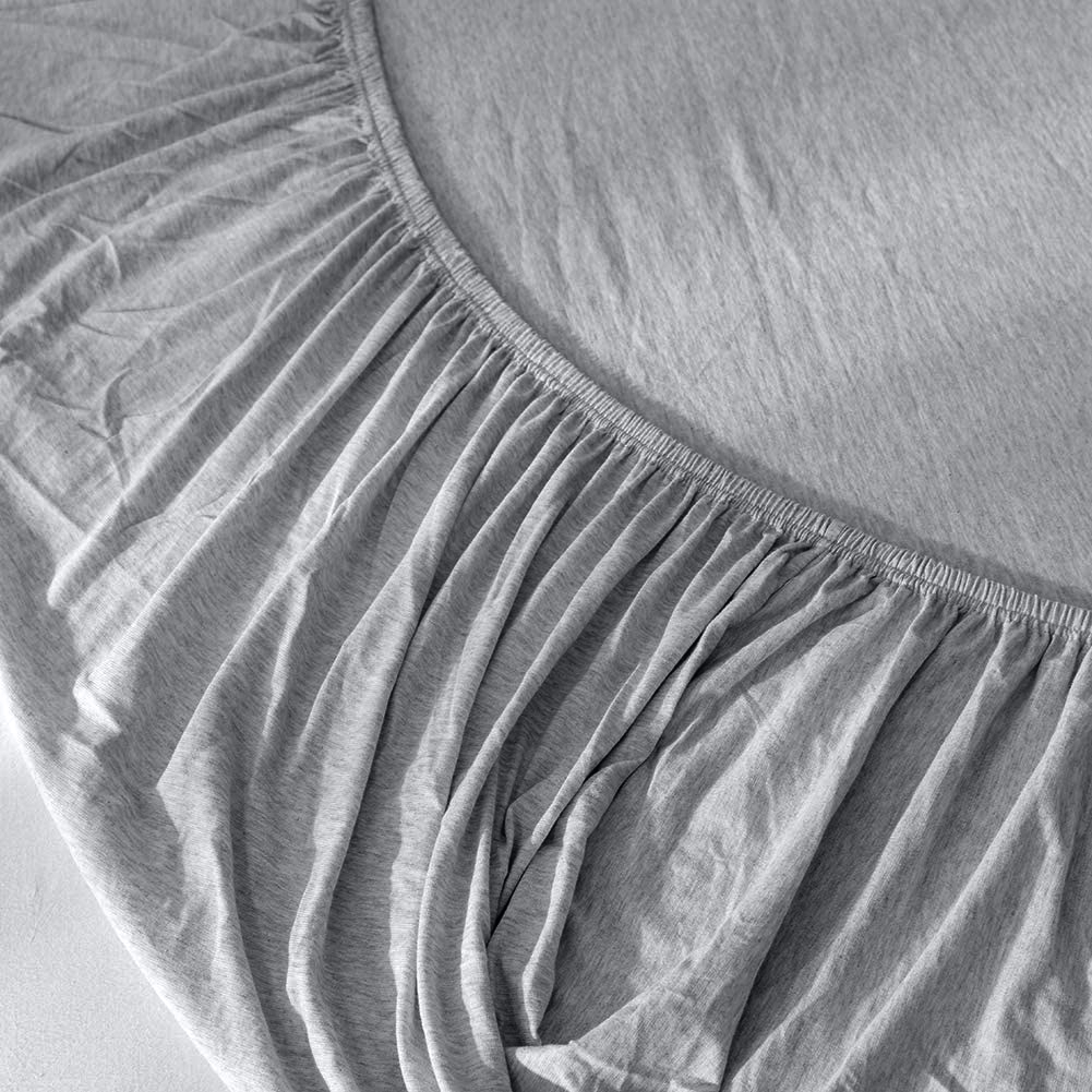 Jersey Cotton Rich Fitted Bed Sheet With 2 Pillow Covers Up to 6" Fits Mattress
