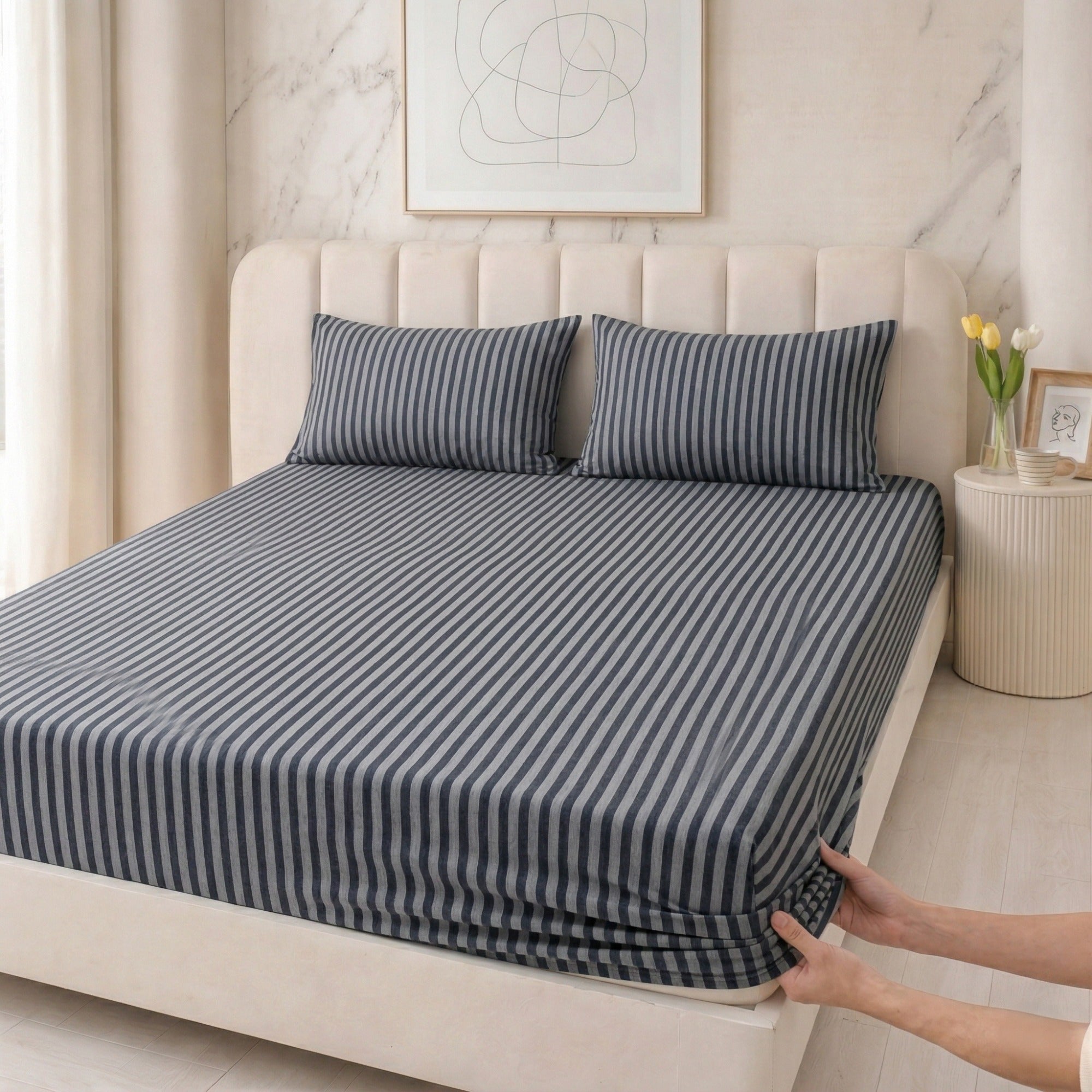 Jersey Cotton Feel Polyester Fitted Bed Sheet