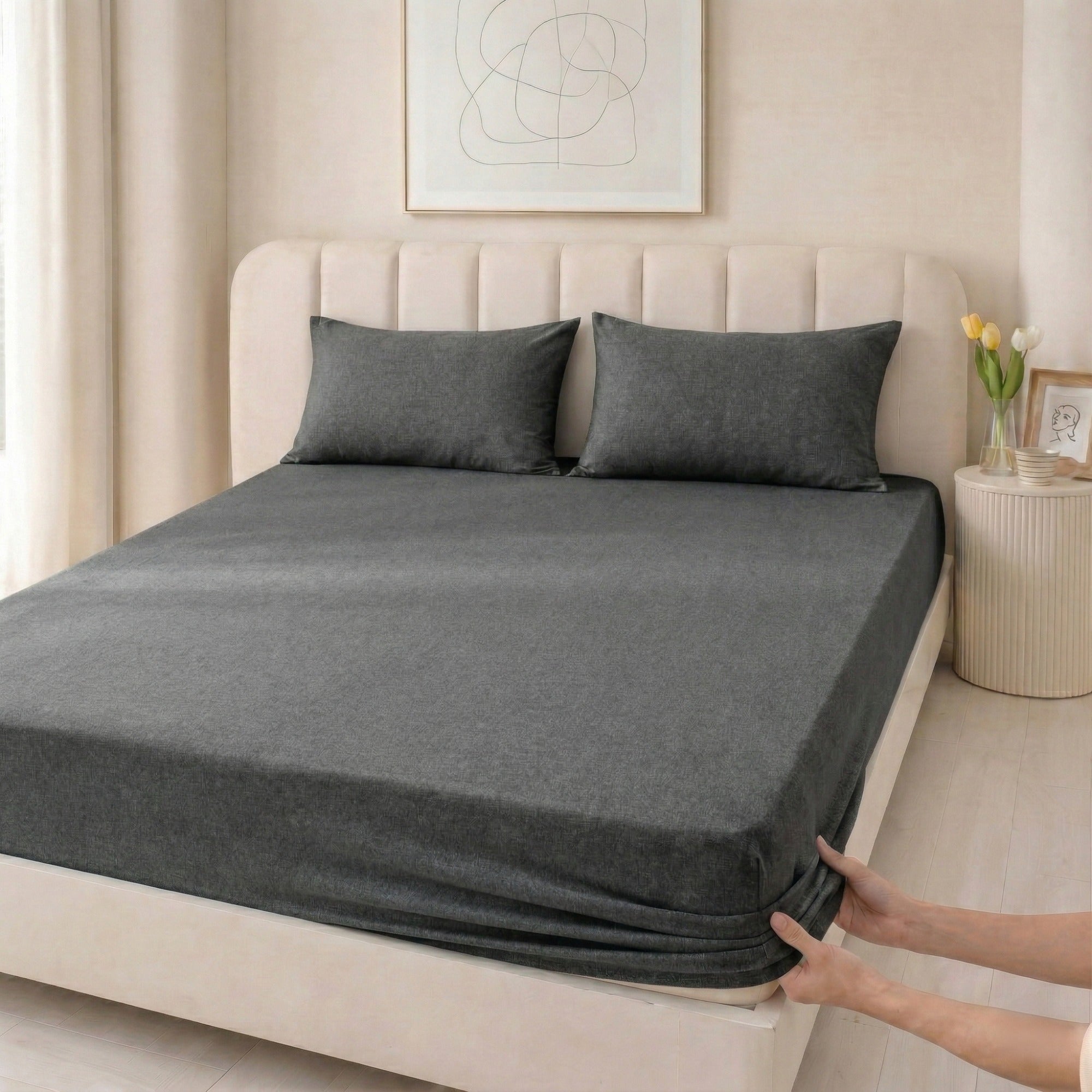 100% Cotton Jersey Knitted Fitted Sheet
