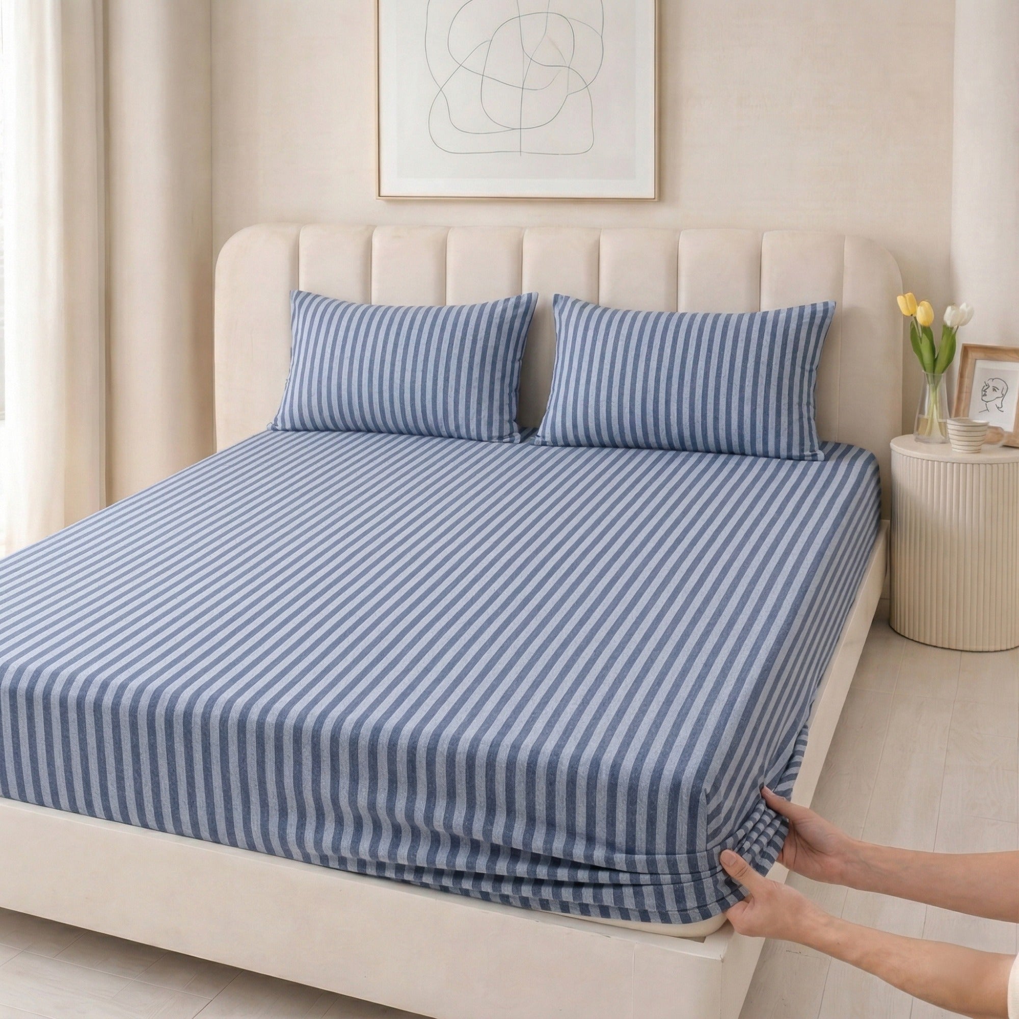 Jersey Cotton Feel Polyester Fitted Bed Sheet