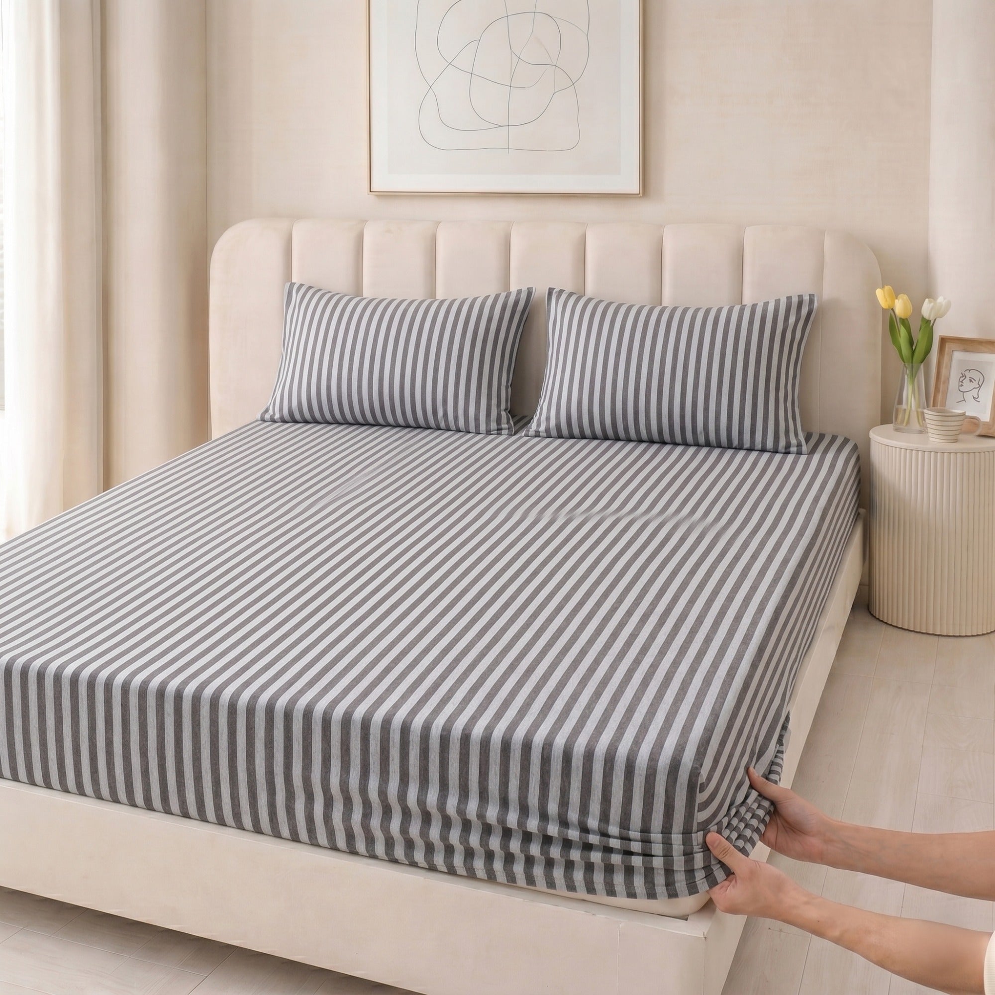 Jersey Cotton Feel Polyester Fitted Bed Sheet