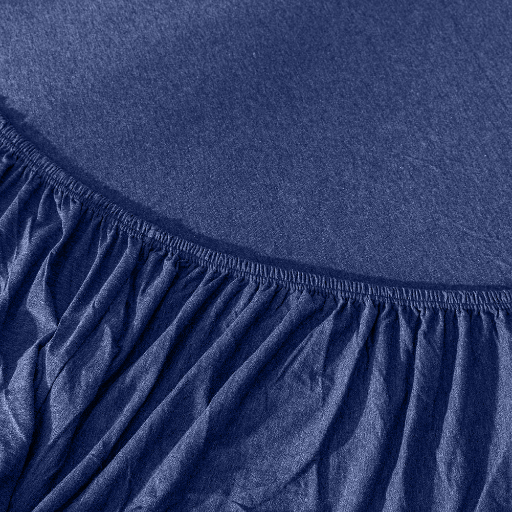 Jersey Cotton Feel Polyester Fitted Bed Sheet With Pillow Covers Fits Up to 6"Mattress