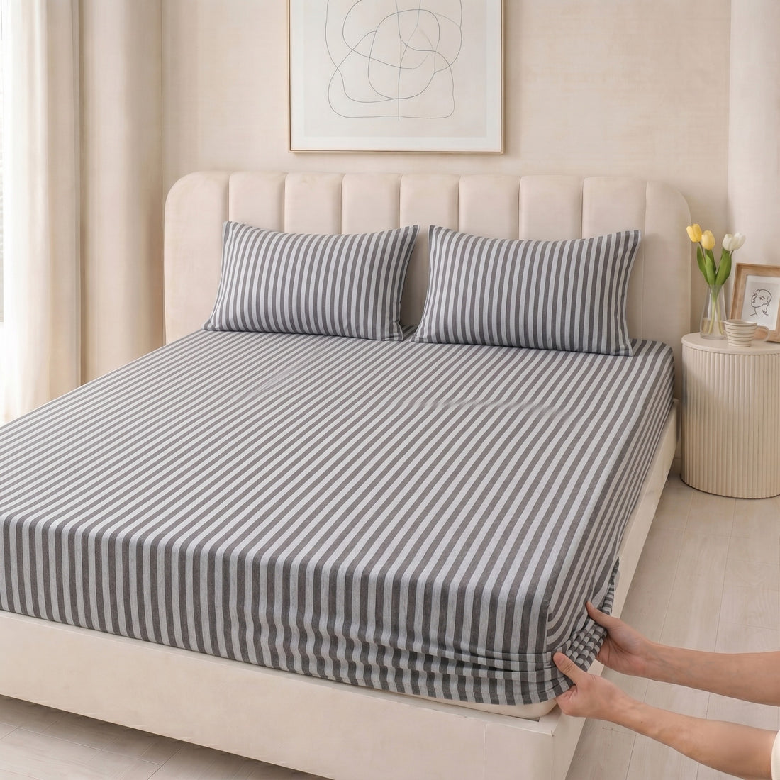 Jersey Cotton Feel Polyester Fitted Bed Sheet
