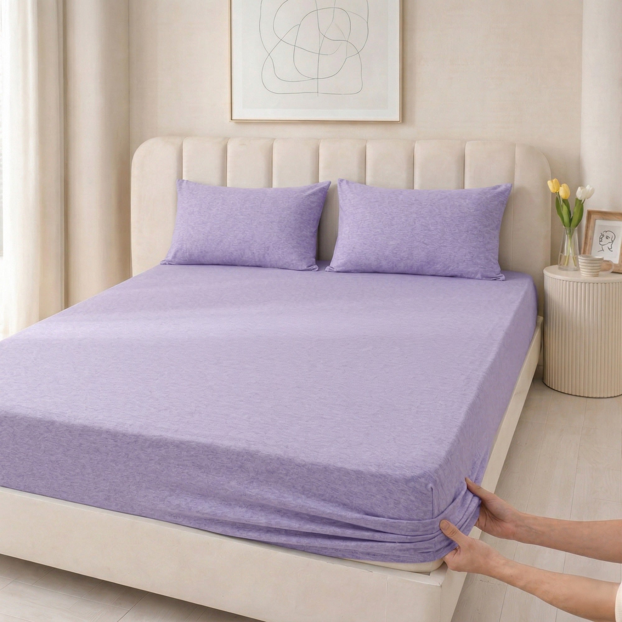 100% Cotton Jersey Knitted Fitted Sheet