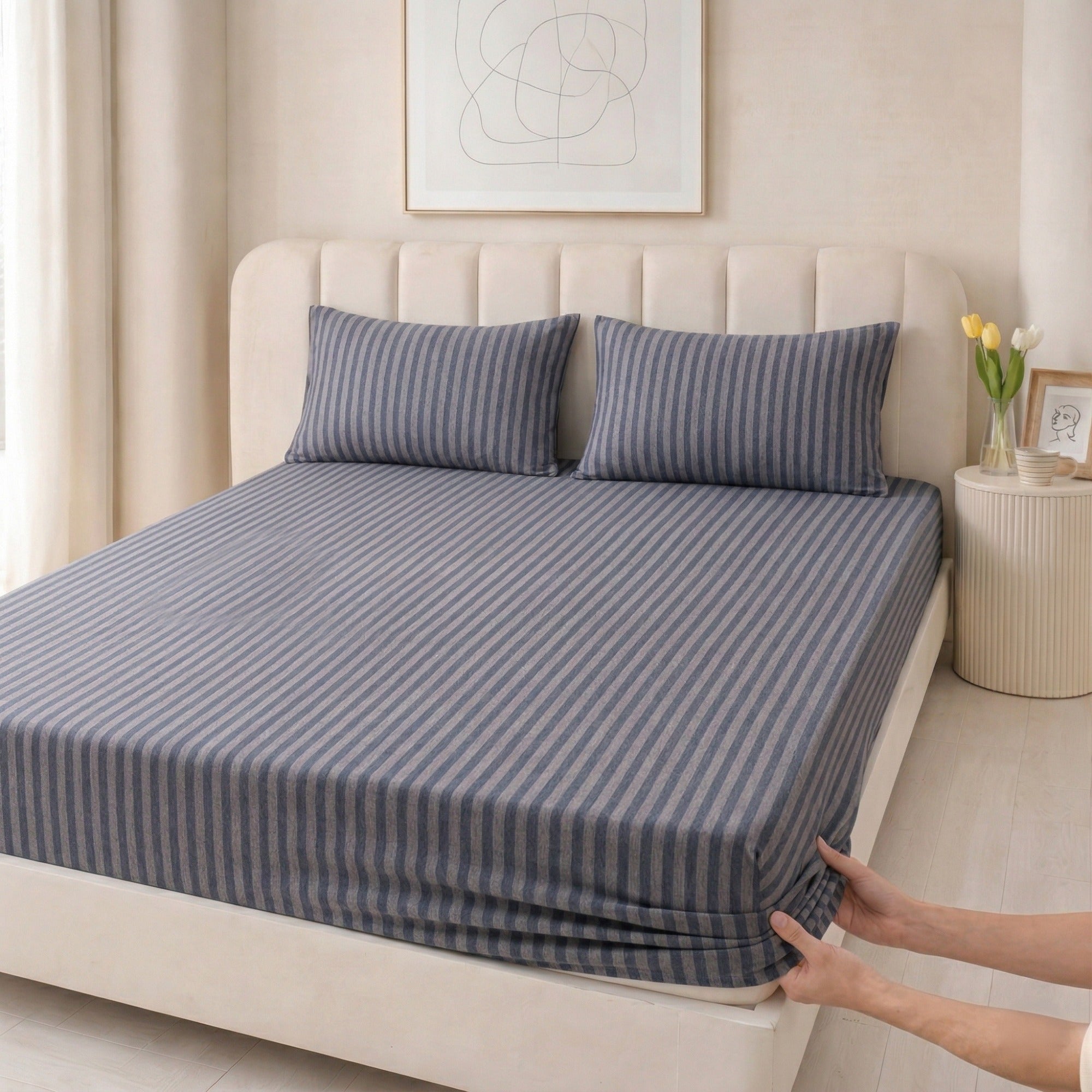 Jersey Cotton Feel Polyester Fitted Bed Sheet