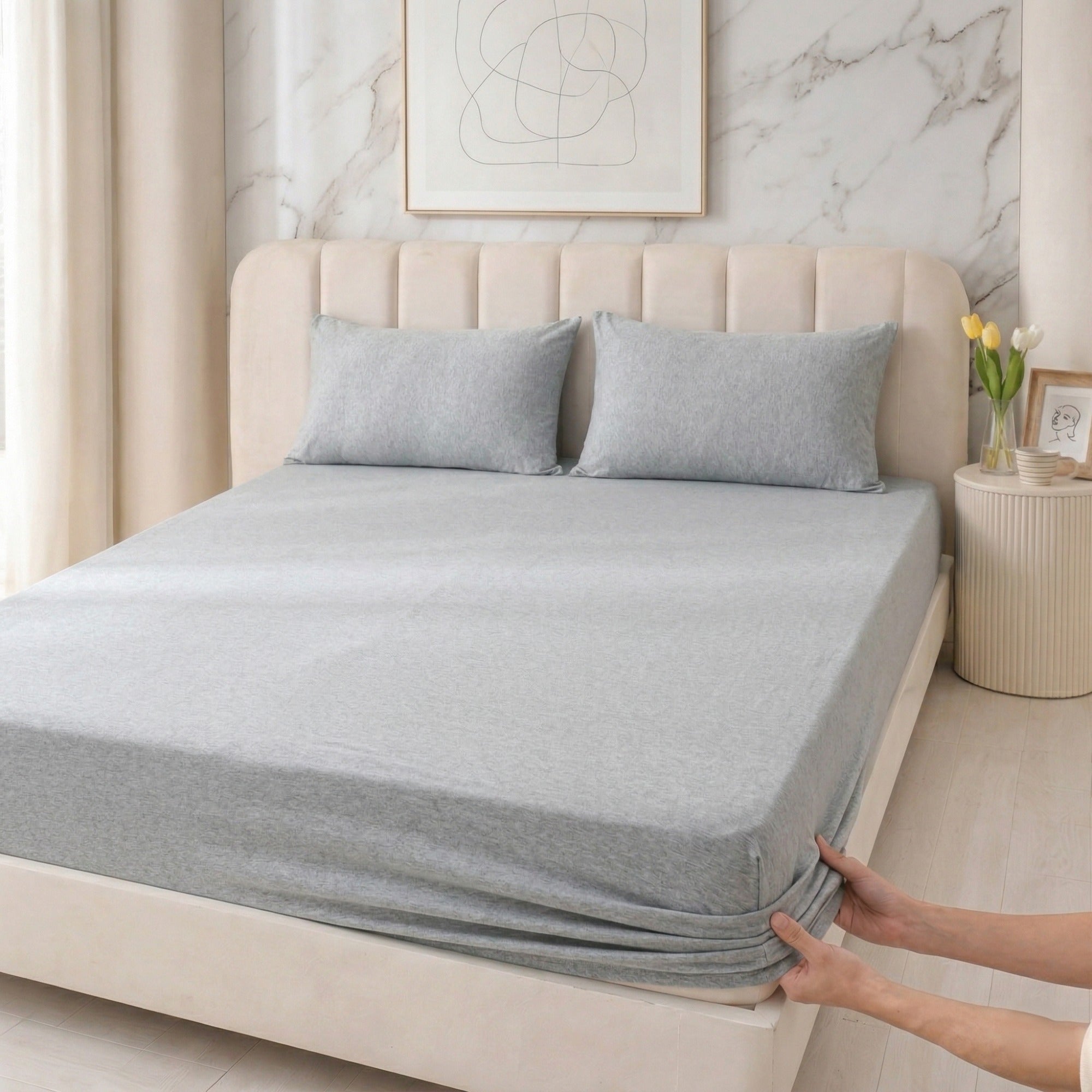 Jersey Cotton Rich Fitted Bed Sheet Set