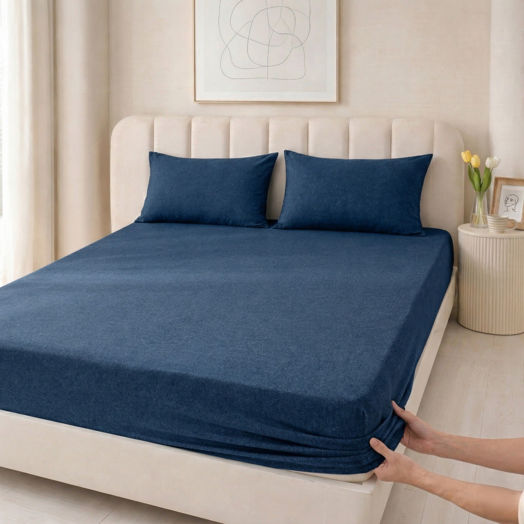 100% Cotton Jersey Knitted Fitted Sheet