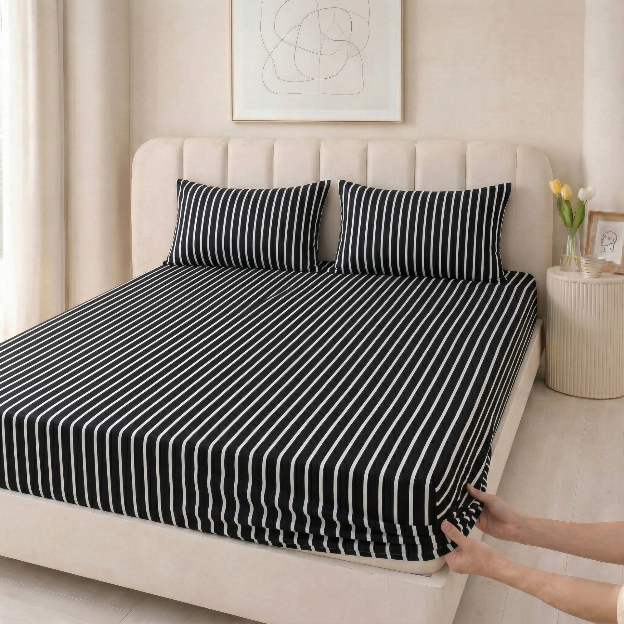 Jersey Cotton Feel Polyester Fitted Bed Sheet