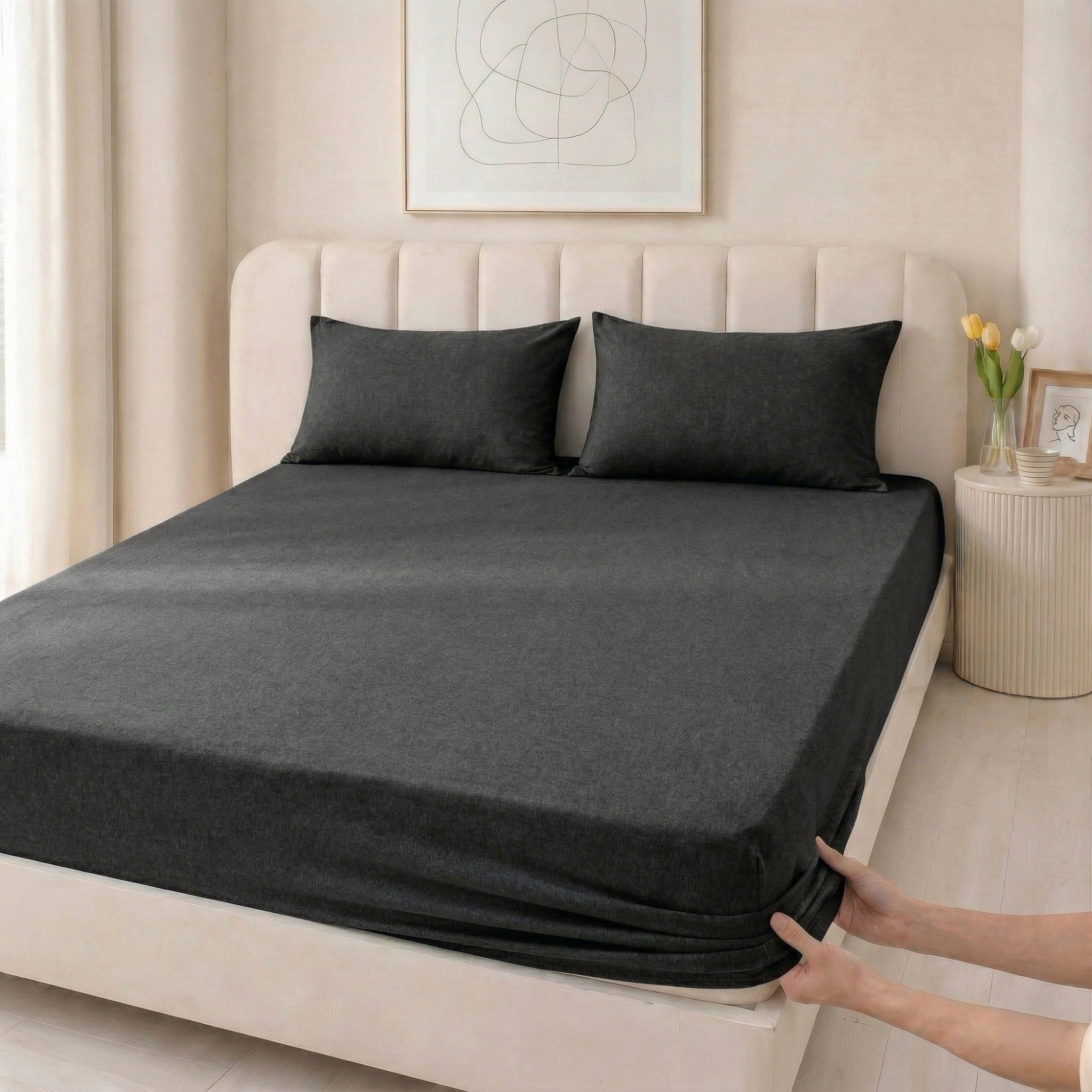 Jersey Cotton Feel Polyester Fitted Bed Sheet