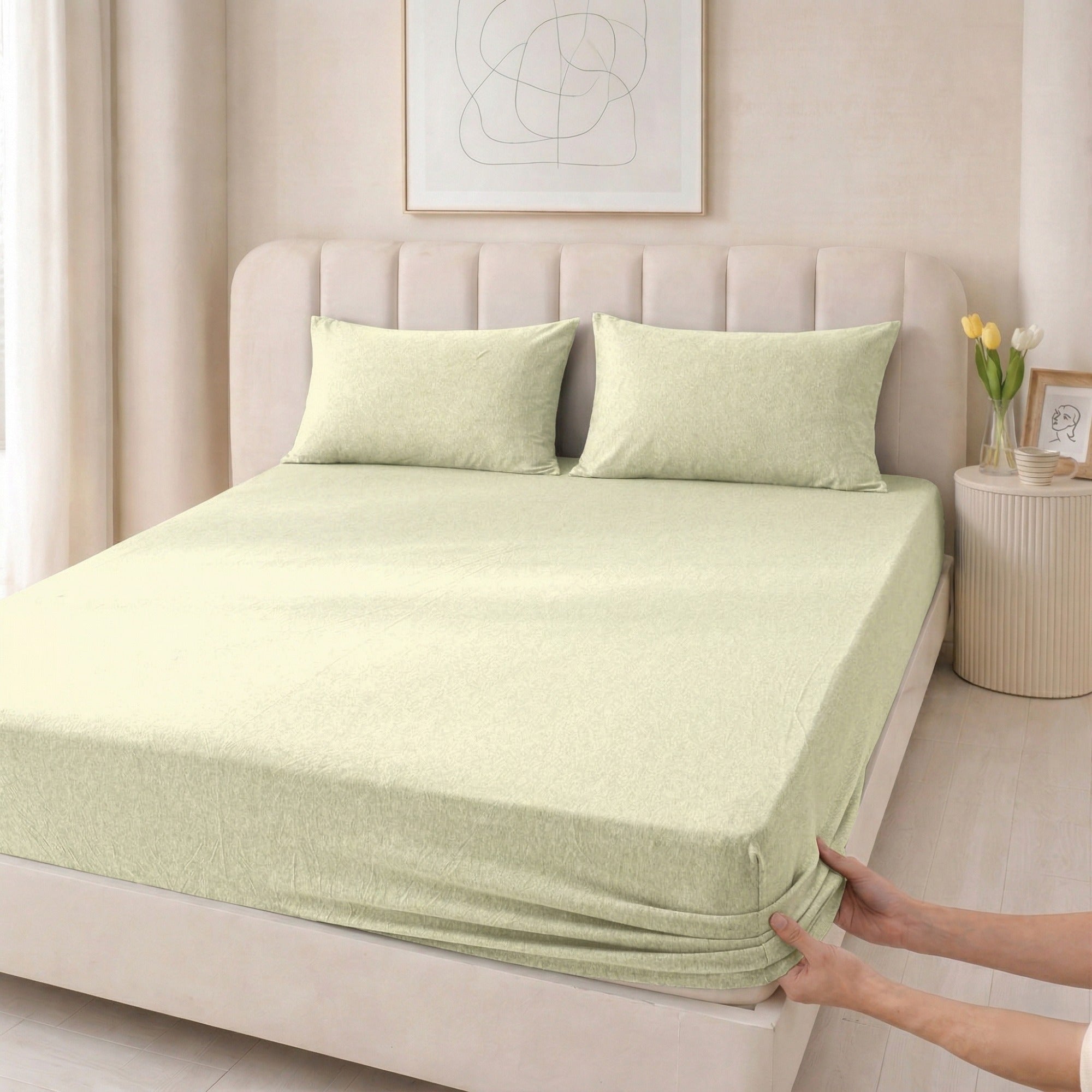 100% Cotton Jersey Knitted Fitted Sheet