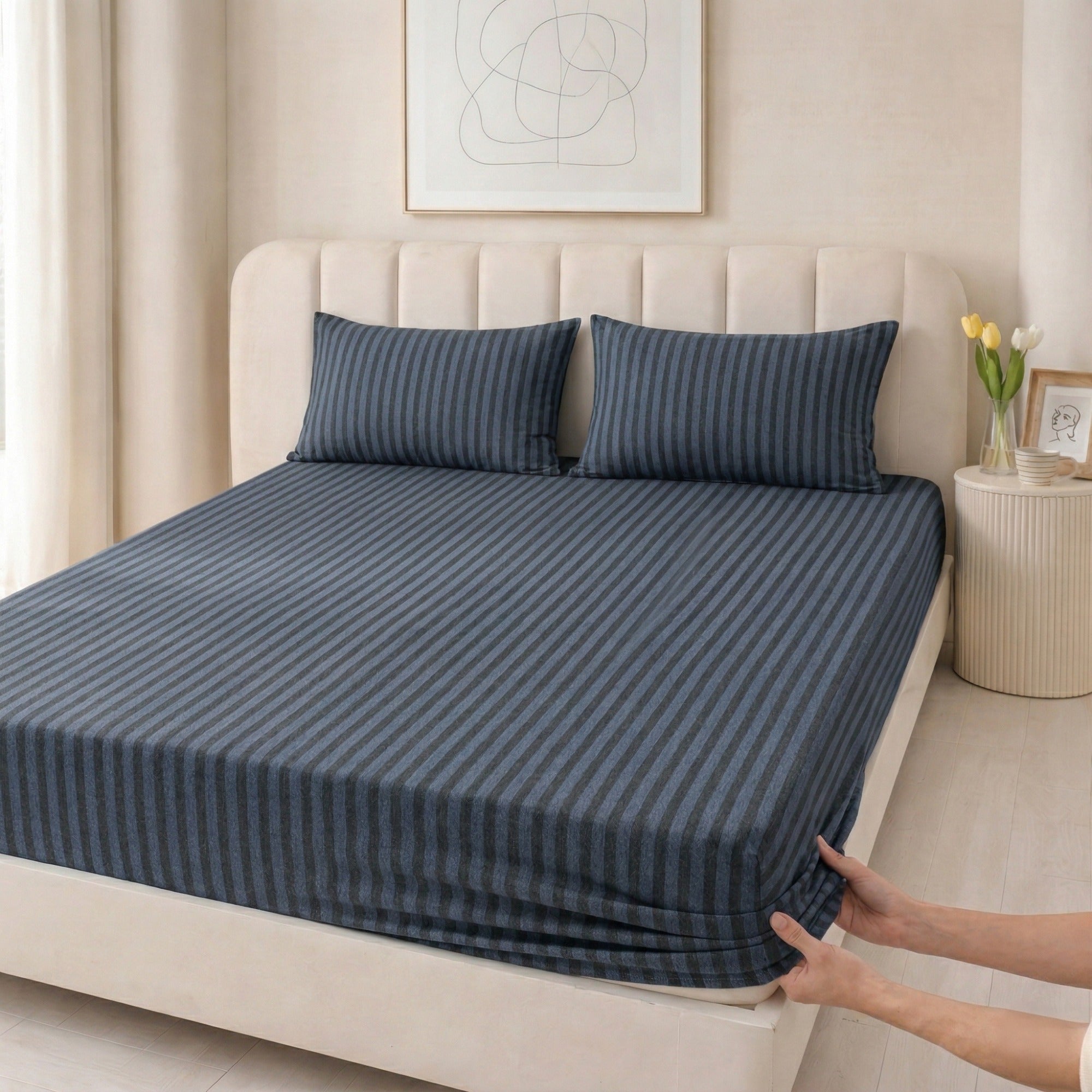 Jersey Cotton Feel Polyester Fitted Bed Sheet