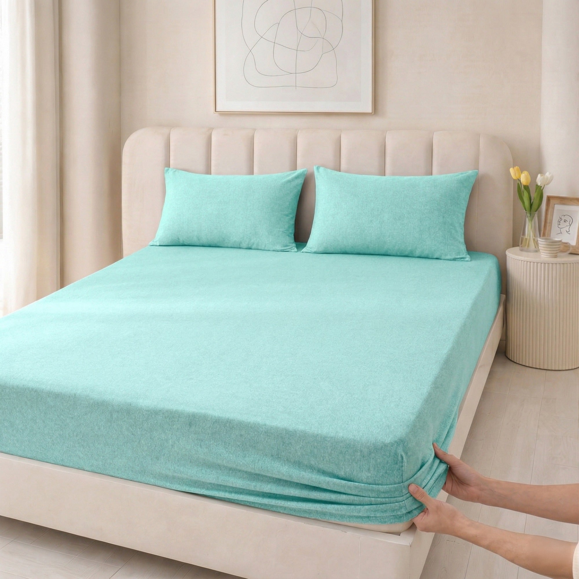 100% Cotton Jersey Knitted Fitted Sheet
