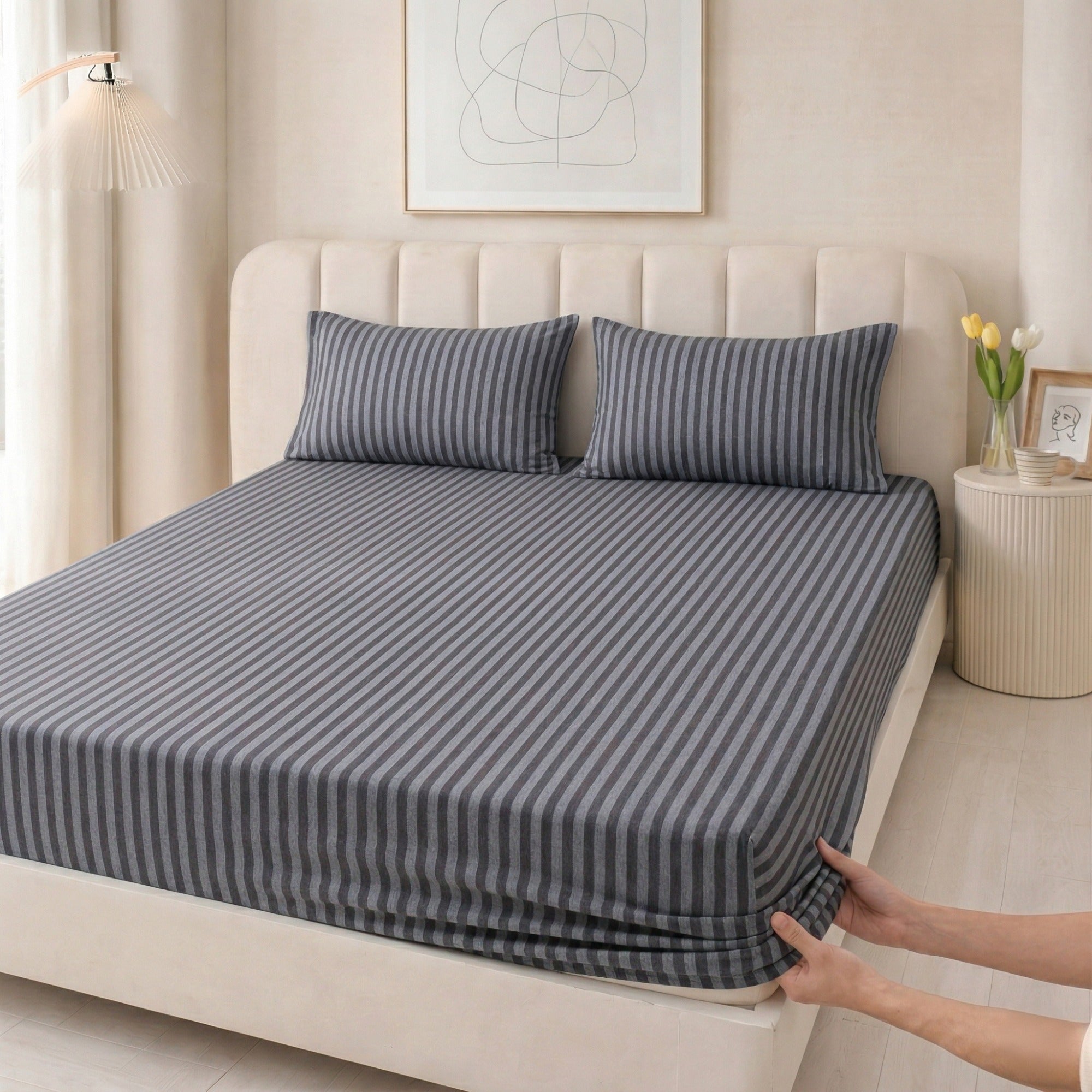 Jersey Cotton Feel Polyester Fitted Bed Sheet
