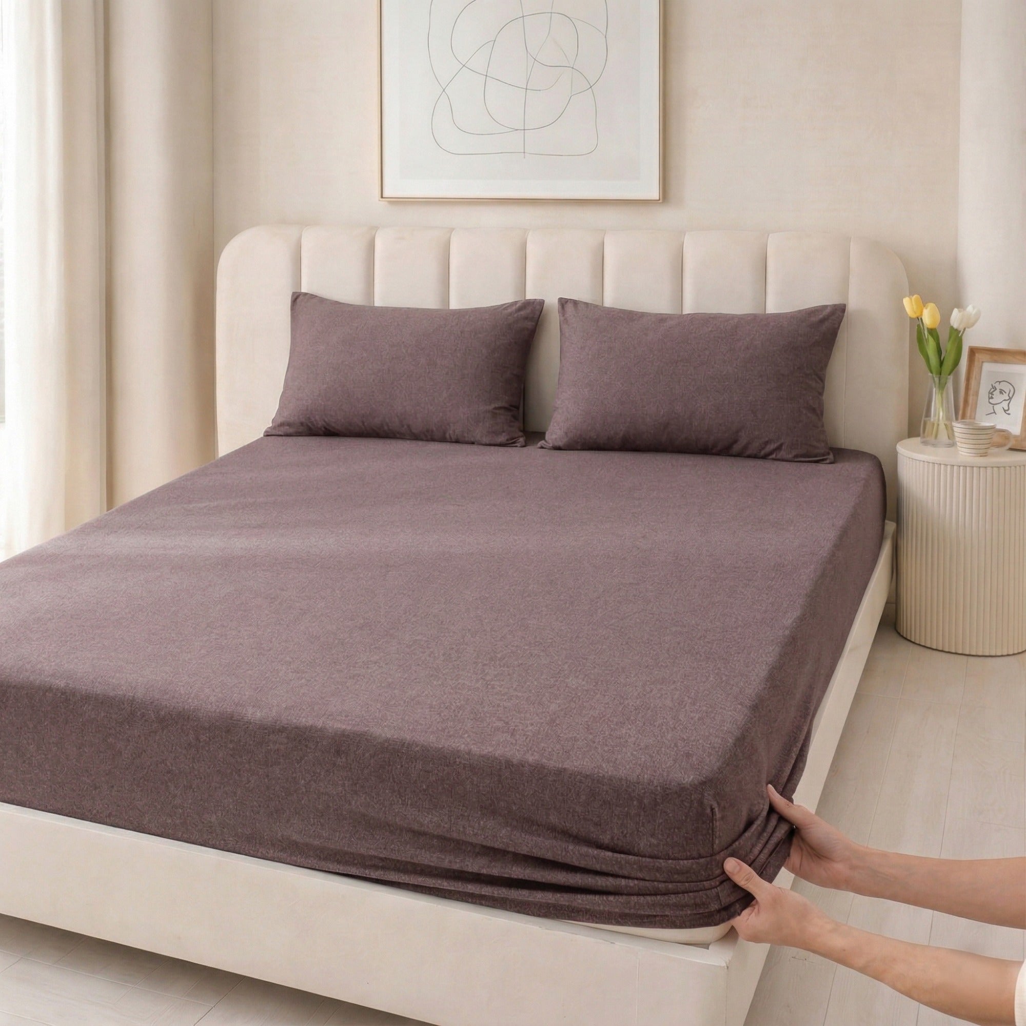 Jersey Cotton Feel Polyester Fitted Bed Sheet