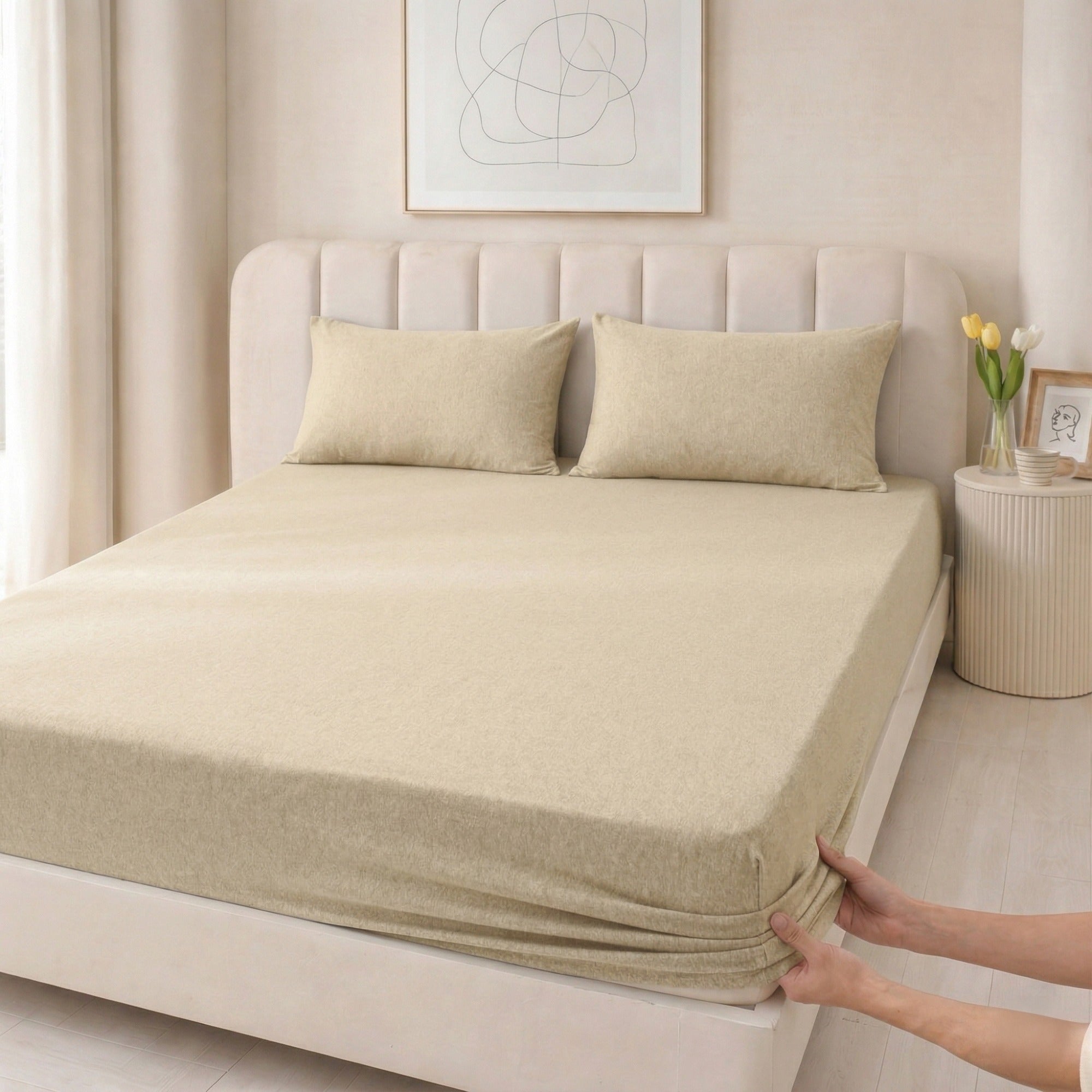 100% Cotton Jersey Knitted Fitted Sheet