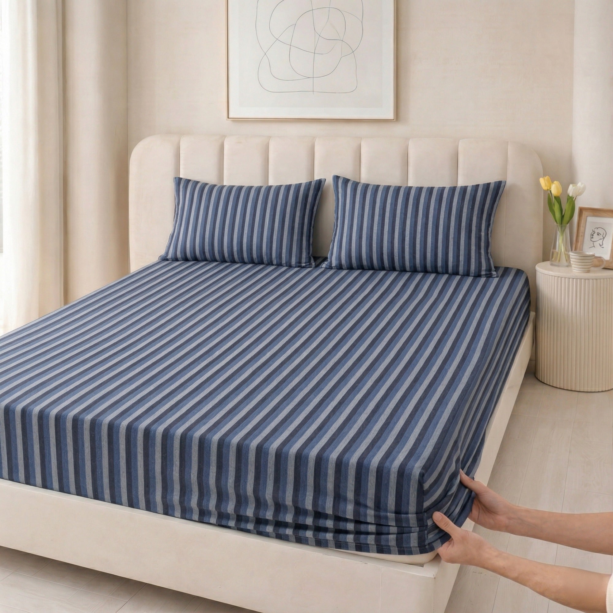 Jersey Cotton Feel Polyester Fitted Bed Sheet