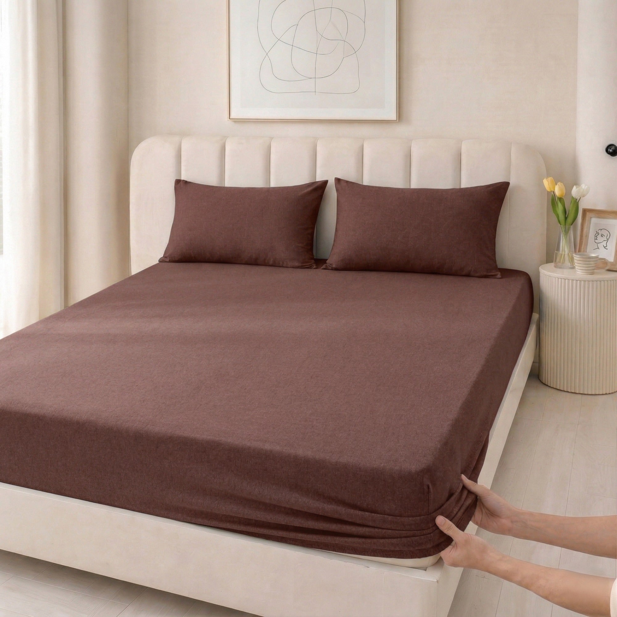 100% Cotton Jersey Knitted Fitted Sheet