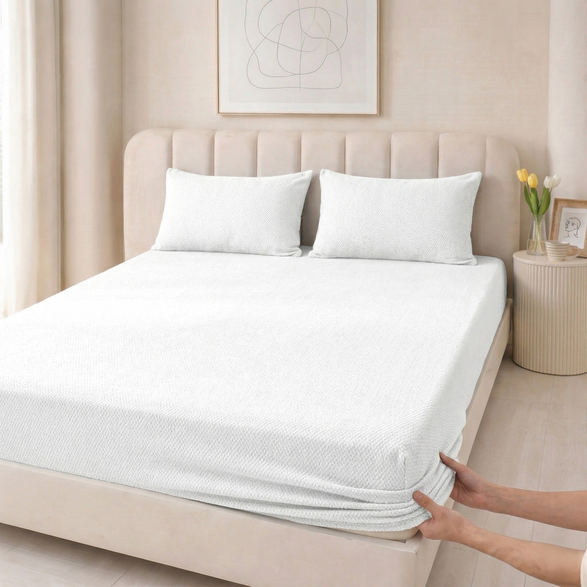 100% Cotton Jersey Knitted Fitted Sheet