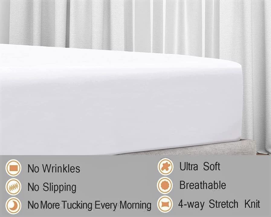 100% Cotton Jersey Knitted Fitted Bed Sheet - Fits Up to 6" to 8" Mattress