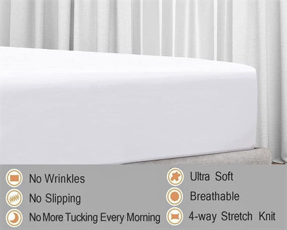 100% Cotton Jersey Knitted Fitted Bed Sheet - Fits Up to 6" to 8" Mattress