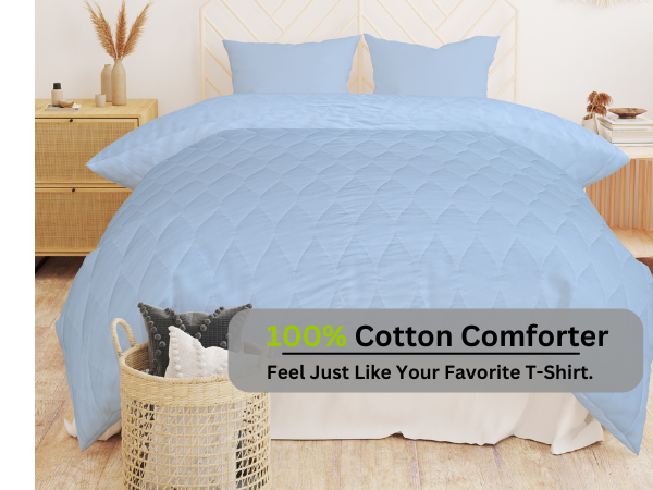 100% Cotton Jersey Quilt (Soft T-Shirt Fabric) - AC Comforter/Quilt for Winter/Razai