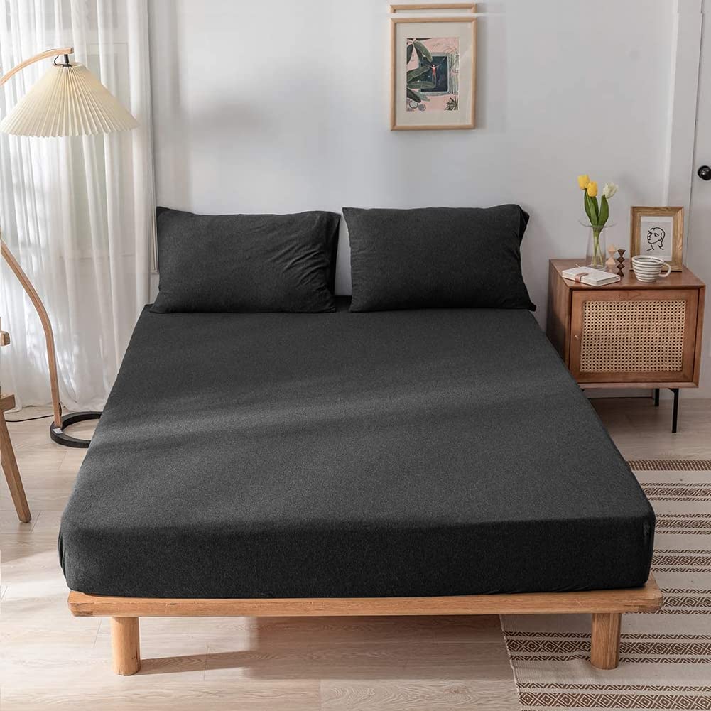 100% Cotton Jersey Knitted Fitted Bed Sheet - Fits Up to 6" to 8" Mattress