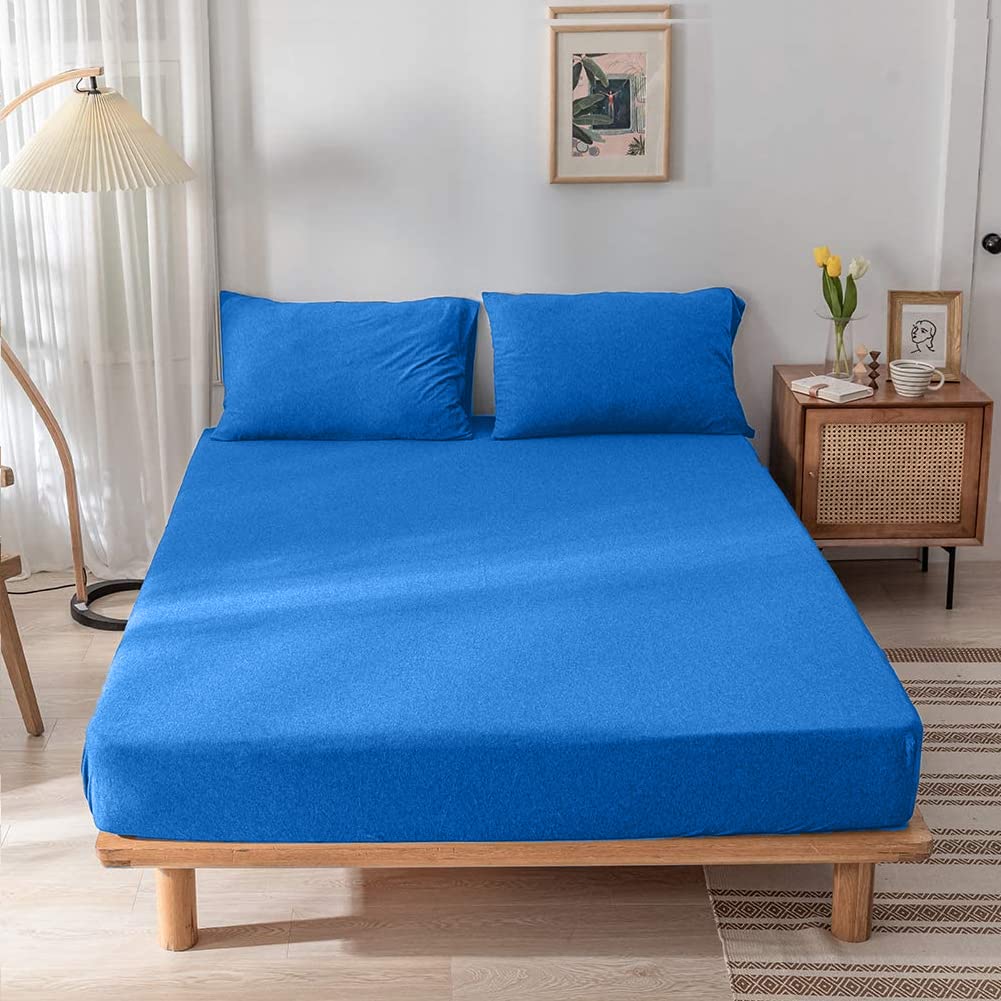 100% Cotton Jersey Knitted Fitted Bed Sheet - Fits Up to 6" to 8" Mattress