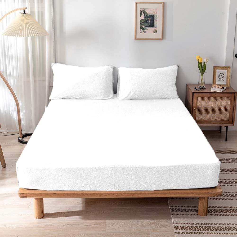 100% Cotton Jersey Knitted Fitted Bed Sheet - Fits Up to 6" to 8" Mattress