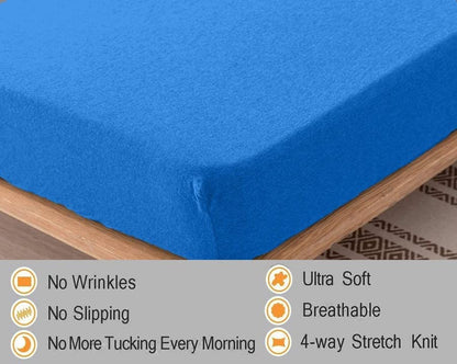 100% Cotton Jersey Knitted Fitted Bed Sheet - Fits Up to 6" to 8" Mattress