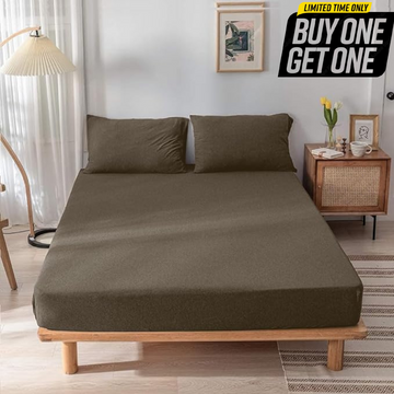 Jersey Cotton Rich Fitted Bed Sheet With Pillow Covers Up to 6" to 8" Fits Mattress