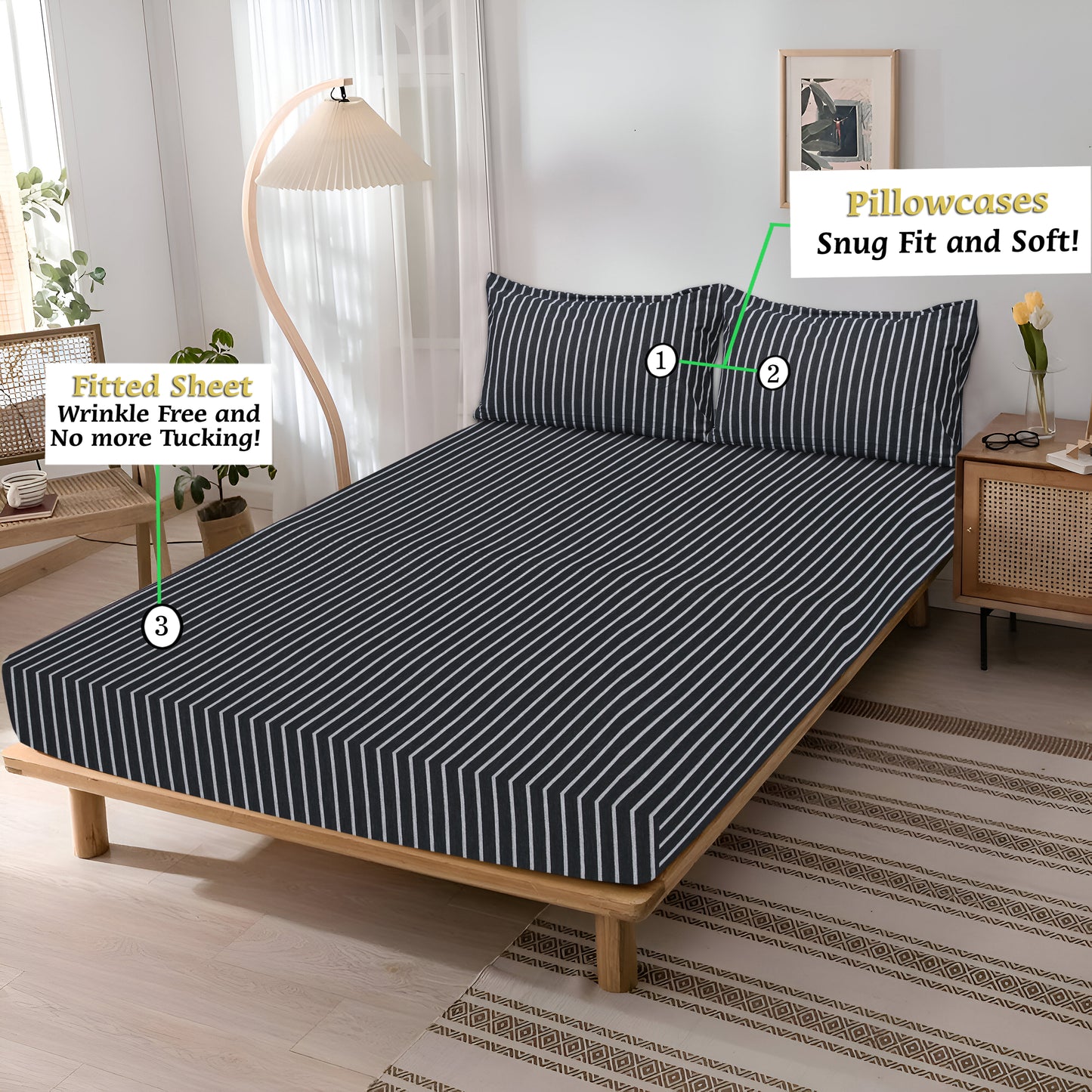 Jersey Cotton Feel Polyester Fitted Bed Sheet